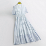 Womens Solid Color Fashionable Silk Dress
