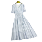 Womens Solid Color Fashionable Silk Dress