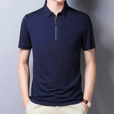 Men's Mulberry Silk Polo Shirt — Short Sleeve, Ice Wire Business Casual