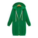 Women hooded long-sleeved winter sweater women's jacket in a long thick shirt