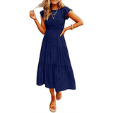 Sundress sleeveless ruffle women casual plaid print