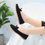 Women's Suede Bow Flat Beanie Shoes — Slip-On