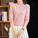 Women pullover t-shirt wool cashmere seamless bottoming high-quality high-neck slim-fitting bottoming shirt long-sleeved knitted sweater