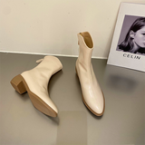 Women shoes pointed toe short boots women's autumn and winter thick heel back zipper
