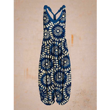 Abstract harem pants Printed women Loose Casual Suspender Jumpsuit