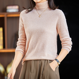 Women pullover t-shirt wool cashmere seamless bottoming high-quality high-neck slim-fitting bottoming shirt long-sleeved knitted sweater