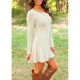 Women Causal  Short Sweater Dress Female Autumn Winter White Long Sleeve Loose knitted Sweaters Dresses