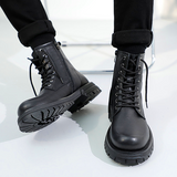 Men shoes boots men's British style winter plus velvet men's shoes Chelsea mid-top high-top leather shoes