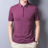 Men's Mulberry Silk Polo Shirt — Short Sleeve, Ice Wire Business Casual