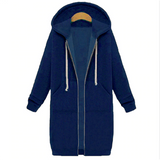 Women hooded long-sleeved winter sweater women's jacket in a long thick shirt