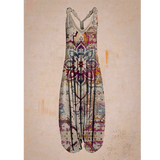 Abstract harem pants Printed women Loose Casual Suspender Jumpsuit