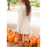 Women Causal  Short Sweater Dress Female Autumn Winter White Long Sleeve Loose knitted Sweaters Dresses