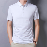 Men's Mulberry Silk Polo Shirt — Short Sleeve, Ice Wire Business Casual
