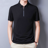 Men's Mulberry Silk Polo Shirt — Short Sleeve, Ice Wire Business Casual