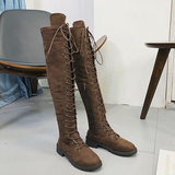 Women shoes Lace-up Over-the-knee knee-high boots ladies flat boots over the knee