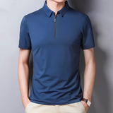 Men's Mulberry Silk Polo Shirt — Short Sleeve, Ice Wire Business Casual