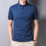 Men's Mulberry Silk Polo Shirt — Short Sleeve, Ice Wire Business Casual