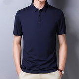 Men's Mulberry Silk Polo Shirt — Short Sleeve, Ice Wire Business Casual