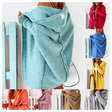 New women cardigan coat casual knitted hooded bat sleeve coat winter