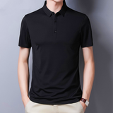 Men's Mulberry Silk Polo Shirt — Short Sleeve, Ice Wire Business Casual
