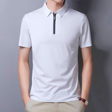 Men's Mulberry Silk Polo Shirt — Short Sleeve, Ice Wire Business Casual