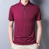 Men's Mulberry Silk Polo Shirt — Short Sleeve, Ice Wire Business Casual