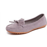 Women's Suede Bow Flat Beanie Shoes — Slip-On