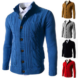 men Fall/Winter Casual Single-Breasted Stand-up Collar Cardigan Sweater Men Loose Plus Size Jacket Men Knitwear
