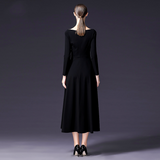 Women dress Black One Shoulder Long Sleeve Dress