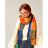 Women cashmere Shawl Scarf Winter Warmth Cashmere Tassel Plaid Long Bib