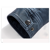 Men's Washed PU Leather Plush Coat — Loose Fit