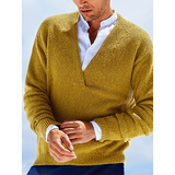 New Fall Vintage Men's Sweater Pullover Long Sleeves Fashion V-Neck Men's Knitwear