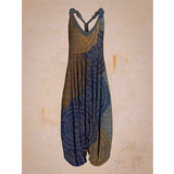 Abstract harem pants Printed women Loose Casual Suspender Jumpsuit