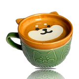 Panda Shiba Inu Ceramic Mug with Lid — Cute Animal Coffee Mug