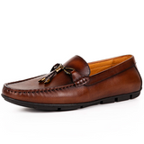Men's Handmade Cowhide Leather Pea Shoes — Casual Loafers