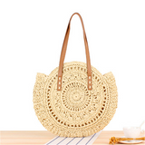 Women's Retro Straw Round Beach Bag — Summer Woven Tote