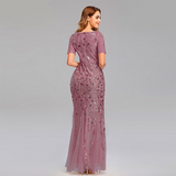 Women dress Evening Dresses Mermaid Short Sleeve Party Dress