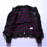 Men leather jacket motorcycle riding motorcycle clothing lapel oblique zipper belt leather jacket jacket