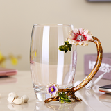 Flower Crystal Glass Mug — Elegant Floral Glassware
