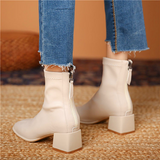 Women's Square Toe Thick-Heel Mid-Tube Martin Boots