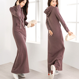 Women dress Hooded Dress Thin Plush Casual