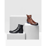 Men shoes quality military knight series badge embroidery side zip knight boots men's leather boots