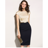 Women dress slim body wrap hip professional workwear OL short sleeve dress