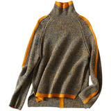 women retro Lazy wind thick turtleneck sweater knitwear women's fall winter retro fashion loose top tide