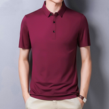Men's Mulberry Silk Polo Shirt — Short Sleeve, Ice Wire Business Casual