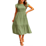 Sundress sleeveless ruffle women casual plaid print