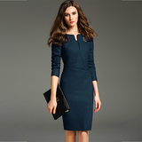 Women dress slim split professional work formal wear temperament elegant intellectual mid-sleeve dress woman