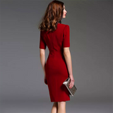 Women dress slim split professional work formal wear temperament elegant intellectual mid-sleeve dress woman