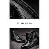 Men shoes Siam Leather men shoes combat boots male crocodile boots fashion British rubber sole bottom thick
