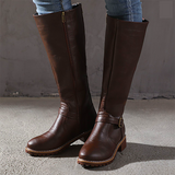 Women shoes Low heeled women fashion pu leather long boots for ladies flat shoes